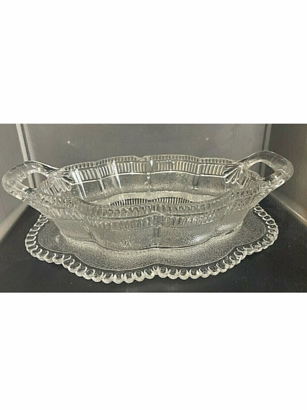 Bryce Lorne Relish Dish Tray Glass Bathroom Makeup Brushes Scalloped Edge